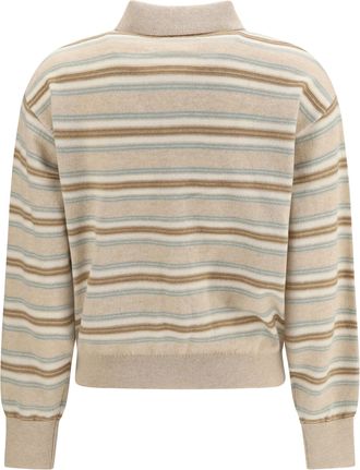 Guest In Residence Womens College Striped Polo Sweater Sandstone Combo Kaschgora