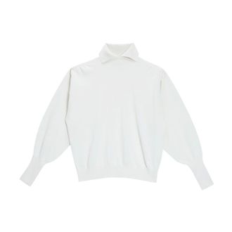 Genny Cashmere Knitwear, female, White, S, Maglione Colletto Cashmere