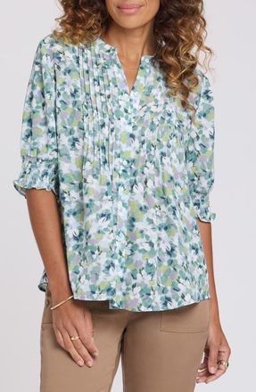 NYDJ Pleated Peasant Blouse in Bloomington at Nordstrom, Size Medium