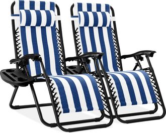 Best Choice Products Set of 2 Zero Gravity Lounge Chair Recliners for Patio, Pool w/ Cup Holder Tray