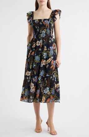 Vince Camuto Floral Midi Sundress in Navy Multi at Nordstrom Rack, Size X-Small