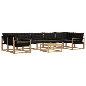 vidaXL Conjunto De Sof&aacute;s De Exterior 8 Pcs Blanco Y Negro Vidaxl