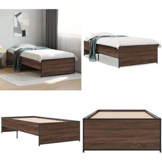vidaXL Giroletto Rovere Marrone 90x200 cm Legno Multistrato e Metallo - Letto in legno - Letto con gambe in metallo