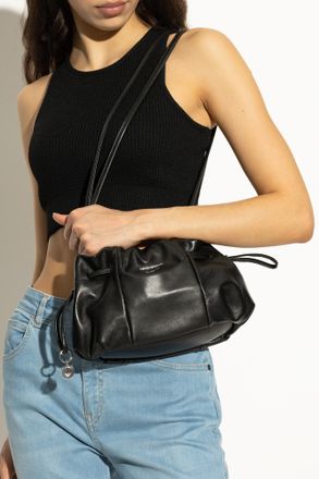 Emporio Armani Leather Shoulder Bag, Womens, Black