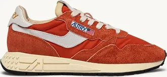 Autry REELWIND LOW SNEAKERS IN WHITE AND ORANGE RUST NYLON AND SUEDE