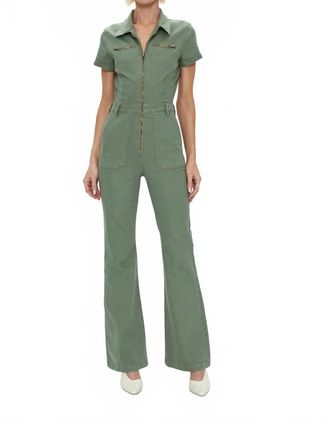 Pistola Denim Martina Short Sleeve Flare Jumpsuit In Colonel
