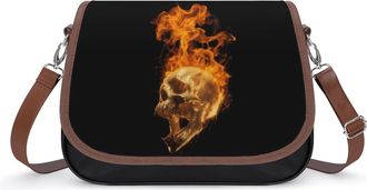 Generic Flame Heavy Metal Skull Fashion Womens Crossbody Bags Novelty Handbag Shoulder Bag Purse