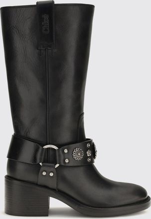 Chlo&eacute; Stivali biker Dakota in pelle di vitello con borchie e ricami