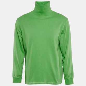 SUPREME Green Embroidered Cotton Turtle Neck Sweatshirt