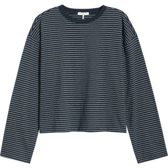 Rag & Bone Kelly Stripe Boxy T-Shirt in Navy at Nordstrom, Size X-Small
