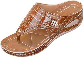 Generic Womens Wedge Slippers Casual Orthopedic Sandals Open Toe Stylish Comfortable Classic Lightweight Slip On Thong Slippers Summer Beach