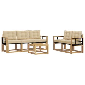 vidaXL Conjunto De Sof&aacute;s De Exterior Con Coj&iacute;n 6 Pcs Y Beige Vidaxl
