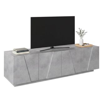 Dmora Mueble Para Tv Para Sal&oacute;n, Made In Italy, Mueble Para Tv Con 4 Puertas Con Detalle, 162x44h46 Cm, Color Gris Cemento, Con Embalaje Reforzado - Dmora