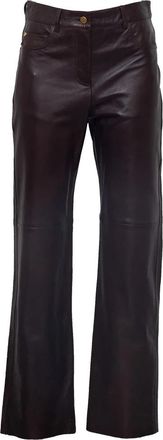 Max Mara Nappaleer broek met vijf zakken - Dames - Leren Broeken - Bruin - S - Leer - Broeken