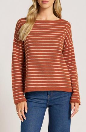 Matty M Stripe Boat Neck Sweater in Terracotta/toast at Nordstrom, Size X-Large