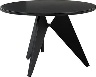 Beliani Beliani - Mesa De Jard&iacute;n De Metal Negro 110 Cm Moderno Comedor Exterior Olmetto