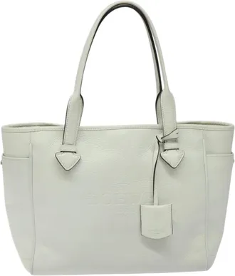 Loewe T Shopper White Leather Tote Bag (Pre-Owned)