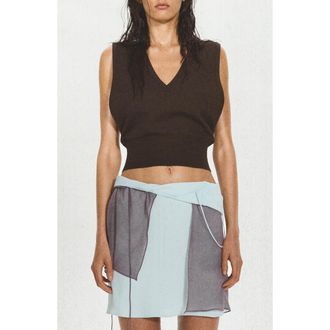 Mango Knit V-Neck Vest in Coffee at Nordstrom, Size Medium