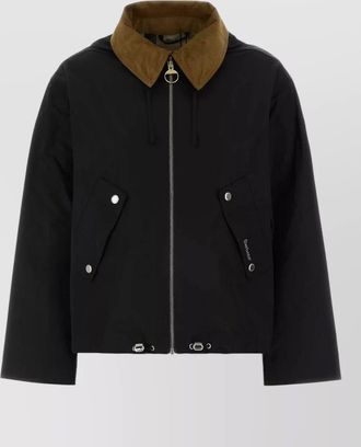 Barbour polyester weaver hood jacket contrast collar