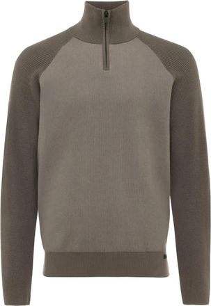 Genti trui Genti effen khaki normale fit katoen turtleneck rits