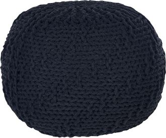 Beliani Otomana De Algod&oacute;n Negro 50 X 35 Cm Puf Reposapi&eacute;s Bolas Eps Moderno Priene