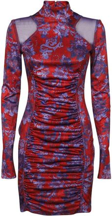 Versace Jeans Couture Bloemenprint Mini Jurk - Dames - Korte kleedjes - Veelkleurig - S - Polyester - Kleedjes