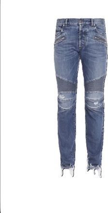 Balmain MenS Blue Ribbed Tapered Jeans, Size 30