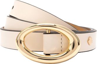 Kate Spade New York oval molten buckle leather belt in Cream at Nordstrom, Size X-Large