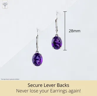 MAX + STONE 14k Yellow or White Gold 8x10mm Oval Gemstone Dangle Earrings with Leverbacks