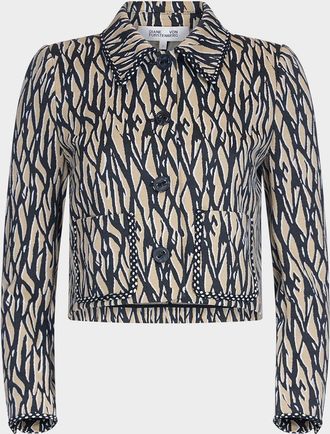 Diane Von F&uuml;rstenberg Annalise Cropped Abstract Intarsia Jacket