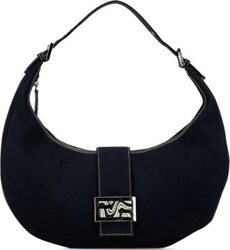 Fendi Pre-owned Shoulder Bags, female, Blue, Size: ONE SIZE Pre-owned Canvas Croissant Shoulder Bag