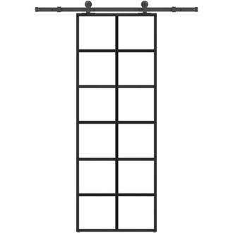 vidaXL Vidaxl - Puerta Corredera Con Set Herrajes Vidrio Esg Aluminio 76x205 Cm