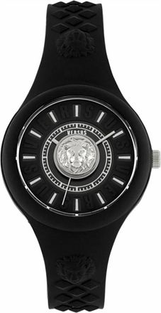Versus Womens Fire Island Lion Strap Watch In Black