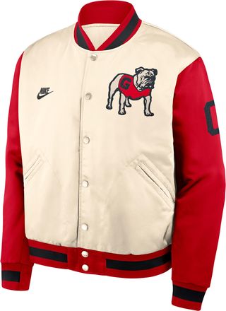 Nike Georgia Legacy Nike Mens College Full-Snap Bomber Jacket in Brown | 03O50JHGUGV-UXC