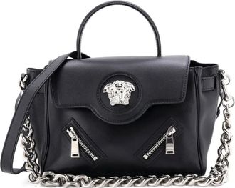 Versace La Medusa Top Handle Bag Leather with Zipper Detail Medium satchel - Nero