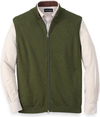 Paul Fredrick Cotton Full Zip Mock Neck Vest