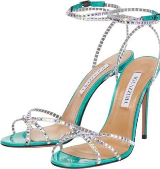 Aquazzura Crystal Embellished Dance Plexi Sandals Size 36