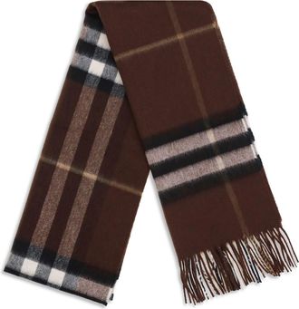 Burberry Womens Cashmere Archive Check Scarf Treacle Brown Kashmir-Capra Hircus Kashmir/capra Scarfs