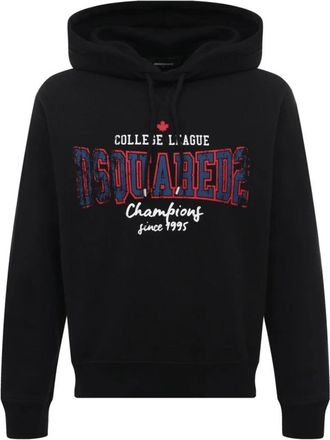 Dsquared2 College League Logo Cool Fit Hoodie - Heren - Hoodies - Zwart - M - Katoen - Hoodies & sweatvesten