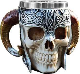 OEM Mug - Acier Inoxydable 304 Et Resine - Design Crane Viking 3d - 600 Ml - Pour Maison Bar Halloween - 1 Unite