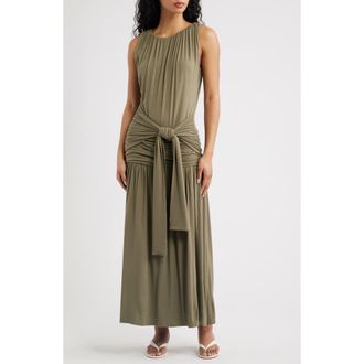 Line & Dot Nua Tie Front Knit Maxi Dress in Green at Nordstrom, Size X-Small