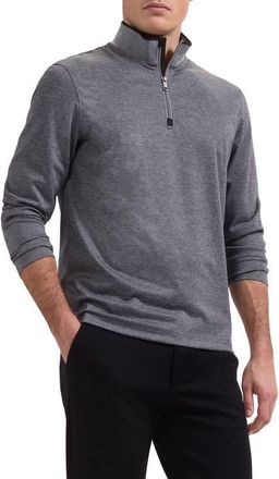 Bugatchi Soft Touch Quarter Zip Pullover in Graphite at Nordstrom, Size Xx-Large