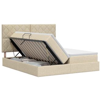 vidaXL Cama Con Almacenamiento Con Cabecera Crema 180 X 200 Cm Tela Vidaxl