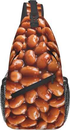 Generic Anti Theft Crossbody Shoulder Bag Baked Beans Art Sling Backpack Casual Shoulder Chest Bags for Men Travel Camping