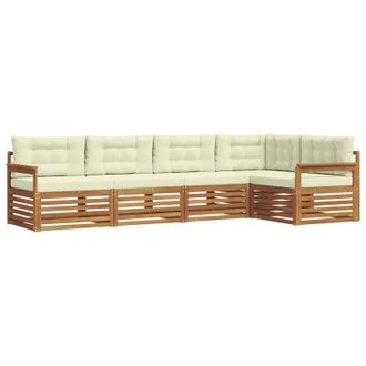 vidaXL Conjunto De Sof&aacute;s De Exterior Con Coj&iacute;n 5 Pcs Natural Y Crema Vidaxl