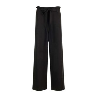 Toteme Broeken, Dames, Zwart, M, Linnen, Fluid Tie-Waist Broeken