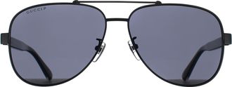 Gucci Aviator Mens Shiny Ruthenium Grey Mirror Polarized GG0528S Metal - One Size