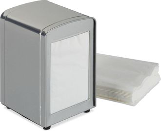 Relaxdays Relaxdays Servilletero De Mesa Retro Para Bar, Cafeter&iacute;a Y Helader&iacute;a, Acero, Plateado, 15 X 9,5 X 11