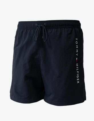 Tommy Hilfiger Mens Tommy Hilfiger Logo Zip Pocket Mens Drawstring Swimming Shorts - Desert Sky - Blue/Black - Size: 35/34/32