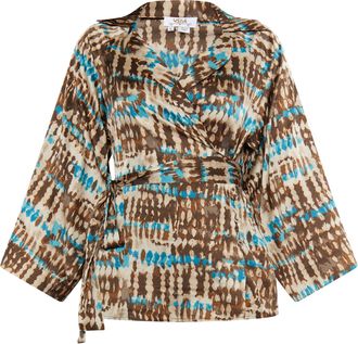 Usha Wikkel blouse Dames Bruin Veelkleurig